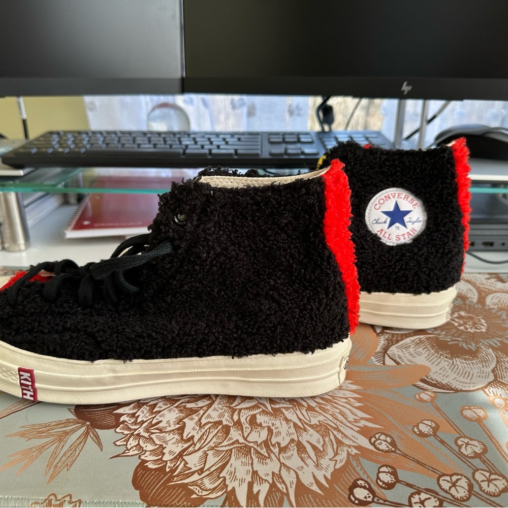 Converse Black and Red Sherpa High Tops